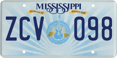 MS license plate ZCV098
