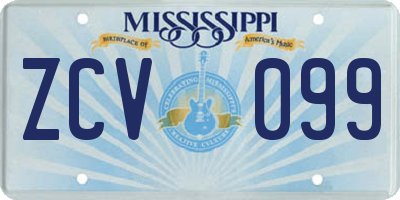 MS license plate ZCV099