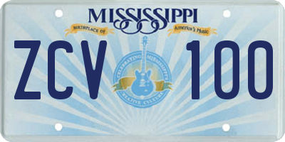 MS license plate ZCV100