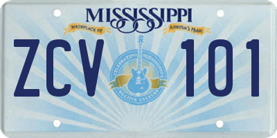 MS license plate ZCV101