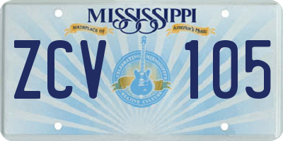 MS license plate ZCV105
