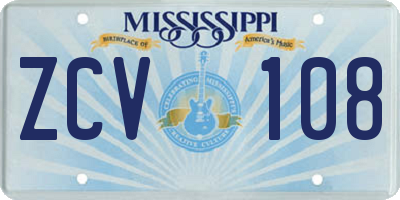 MS license plate ZCV108