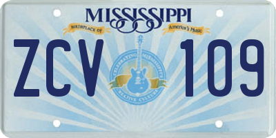 MS license plate ZCV109