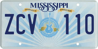 MS license plate ZCV110