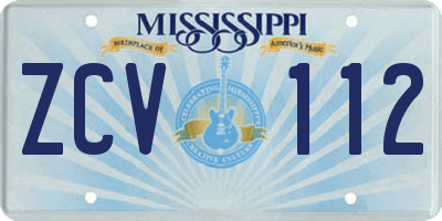 MS license plate ZCV112