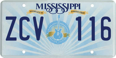 MS license plate ZCV116