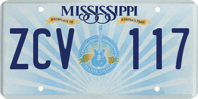 MS license plate ZCV117