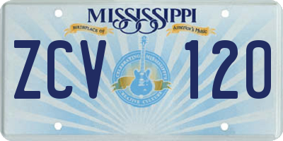 MS license plate ZCV120