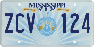 MS license plate ZCV124