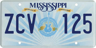 MS license plate ZCV125