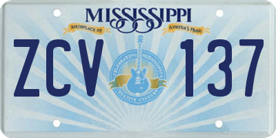 MS license plate ZCV137