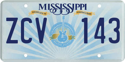 MS license plate ZCV143