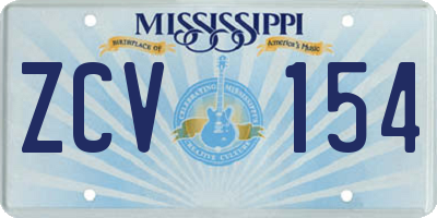 MS license plate ZCV154