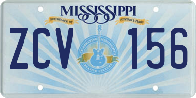 MS license plate ZCV156