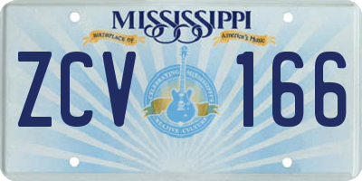 MS license plate ZCV166