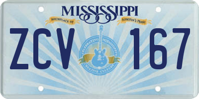 MS license plate ZCV167