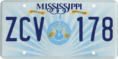 MS license plate ZCV178
