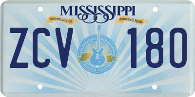 MS license plate ZCV180