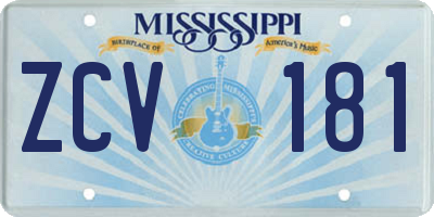 MS license plate ZCV181