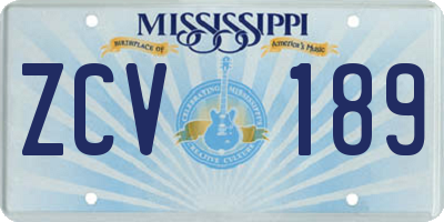 MS license plate ZCV189