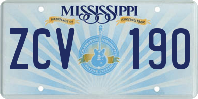 MS license plate ZCV190