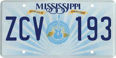 MS license plate ZCV193