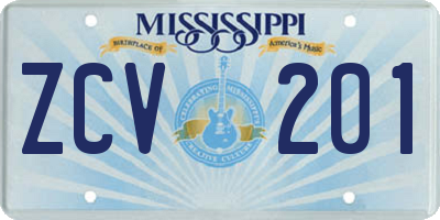 MS license plate ZCV201