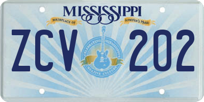 MS license plate ZCV202