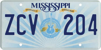 MS license plate ZCV204