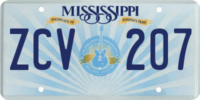 MS license plate ZCV207