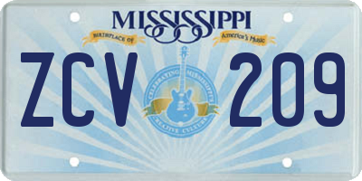 MS license plate ZCV209