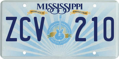 MS license plate ZCV210