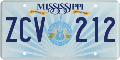 MS license plate ZCV212
