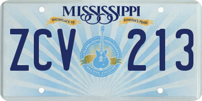 MS license plate ZCV213