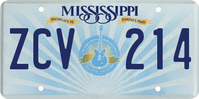 MS license plate ZCV214