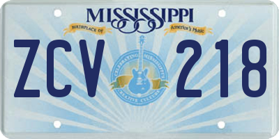 MS license plate ZCV218
