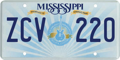 MS license plate ZCV220