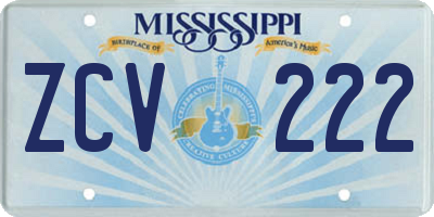 MS license plate ZCV222