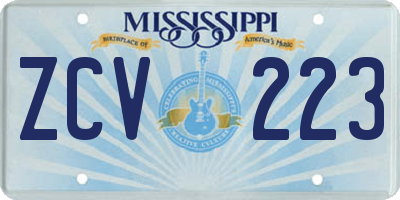 MS license plate ZCV223
