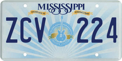 MS license plate ZCV224