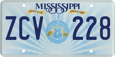 MS license plate ZCV228