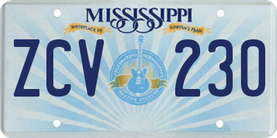 MS license plate ZCV230