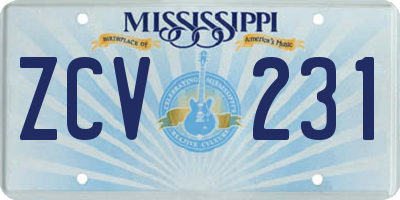 MS license plate ZCV231