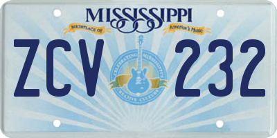 MS license plate ZCV232