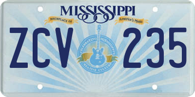 MS license plate ZCV235