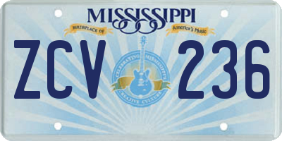 MS license plate ZCV236