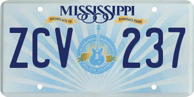 MS license plate ZCV237