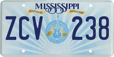 MS license plate ZCV238