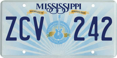 MS license plate ZCV242