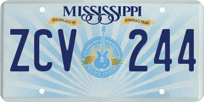 MS license plate ZCV244